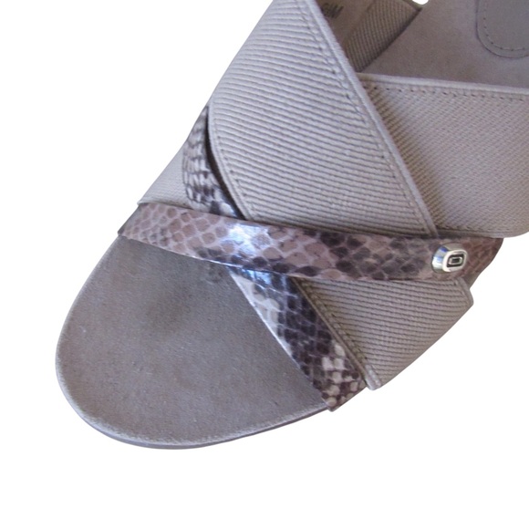 Bandolino Donovan Platform Wedge Sandals 9.5 Brown Taupe Snakeskin Criss Crossed - Picture 5 of 9